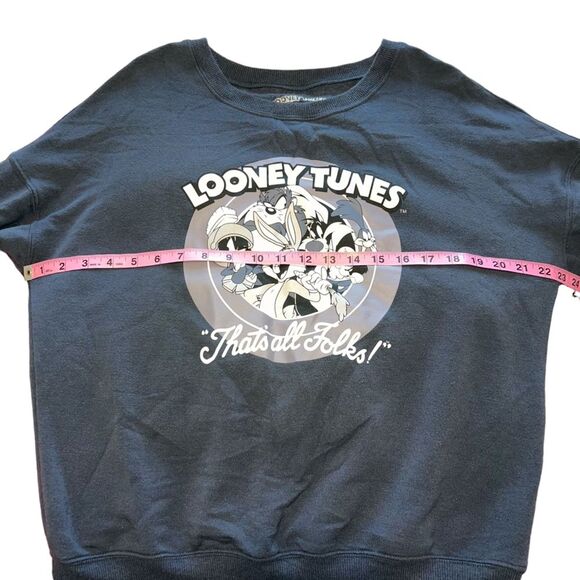Looney Tunes Graphic Sweatshirt Gray Medium Cozy Soft Bugs Bunny Sylvester - Picture 4 of 7